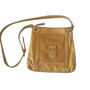 Sharif Leather Shoulder Crossbody Bag with Tote in Mustard Yellow NWOT